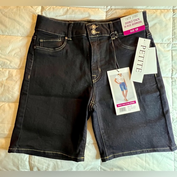 Faith Jeans Shorts Nwt Faith Jeans Double Stack Hi Rise Bermuda Shorts Womens Size 2p Poshmark